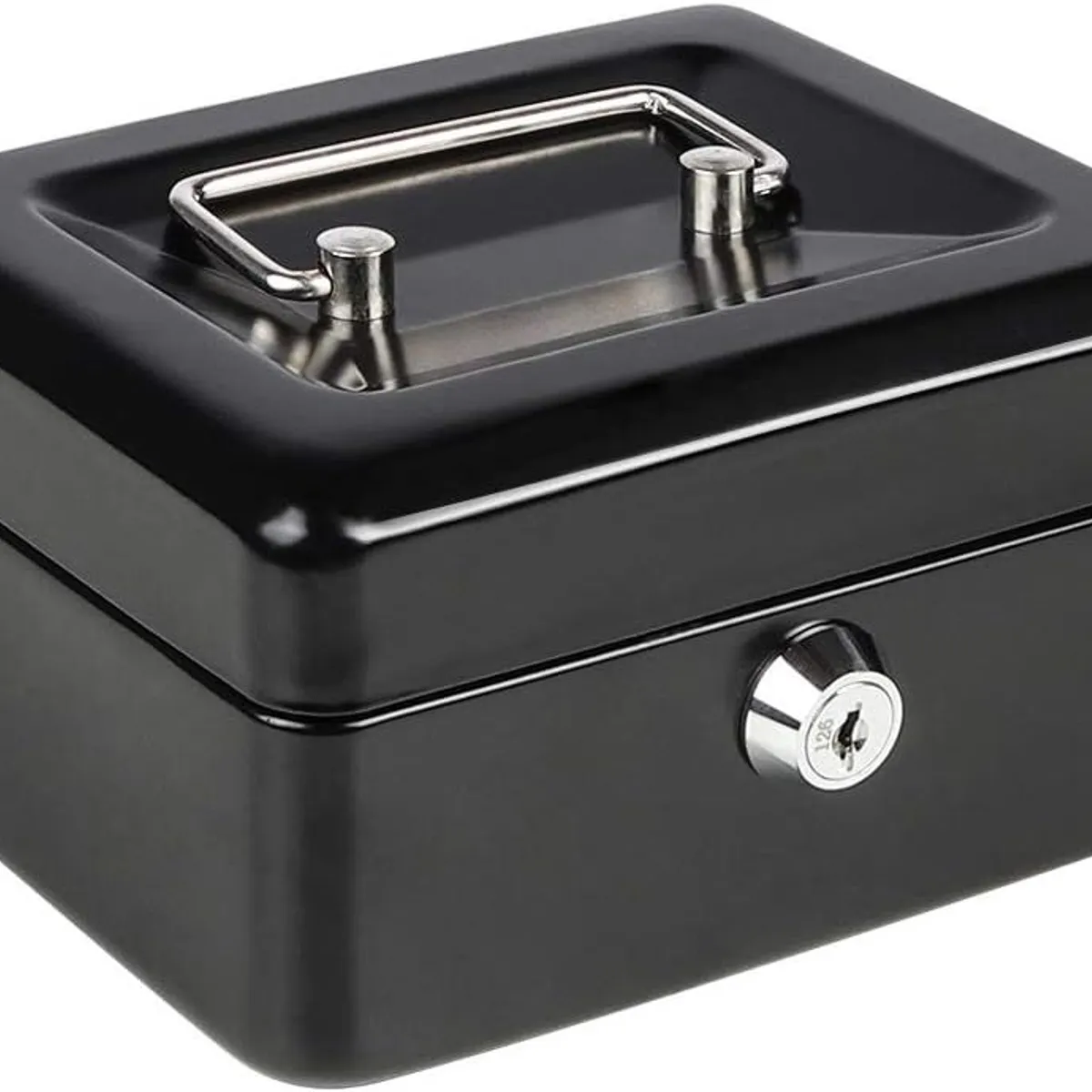 KOBALT - Mini caja de efectivo negra en acero y con cerradura