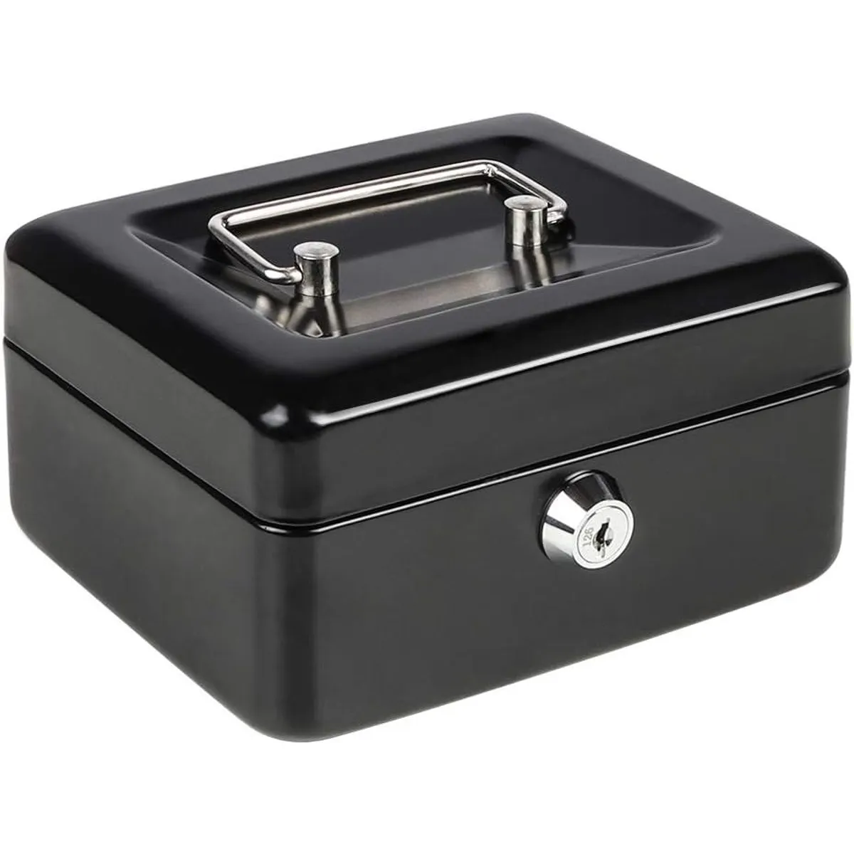KOBALT - Mini caja de efectivo negra en acero y con cerradura