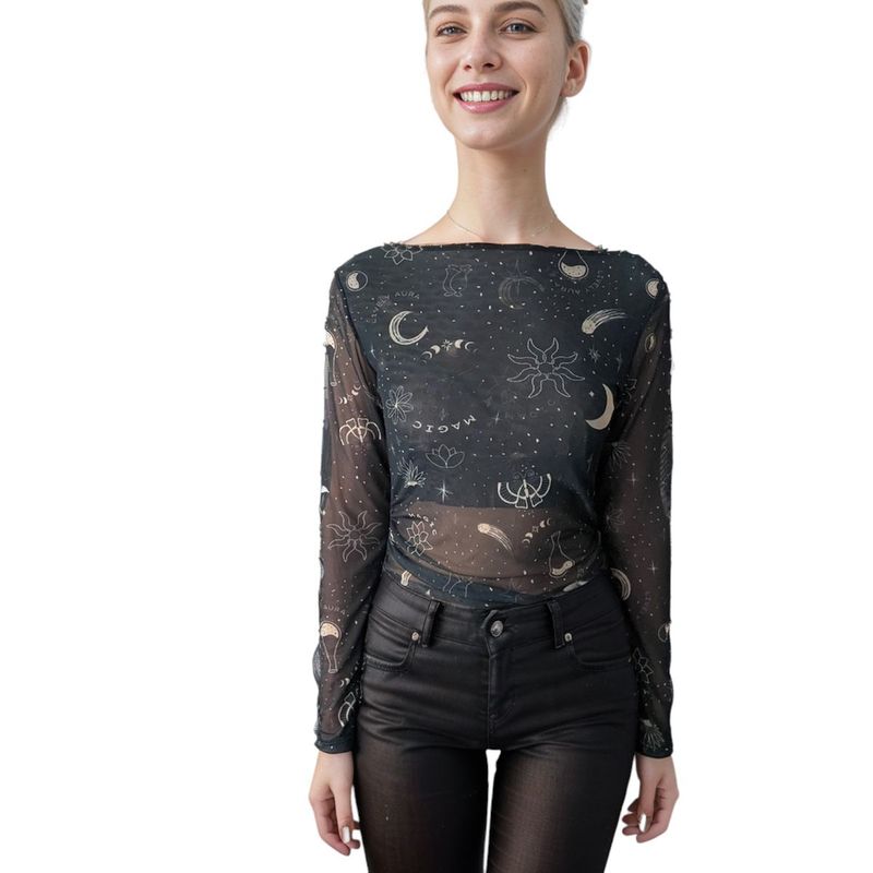 FRIOLENTA - Body de manga larga con cuello ancho estampado