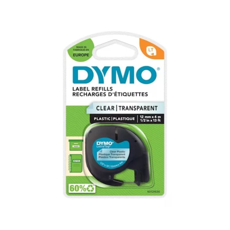 DYMO - Cinta Rotuladora Letratag  Plastica Transparente Dymo