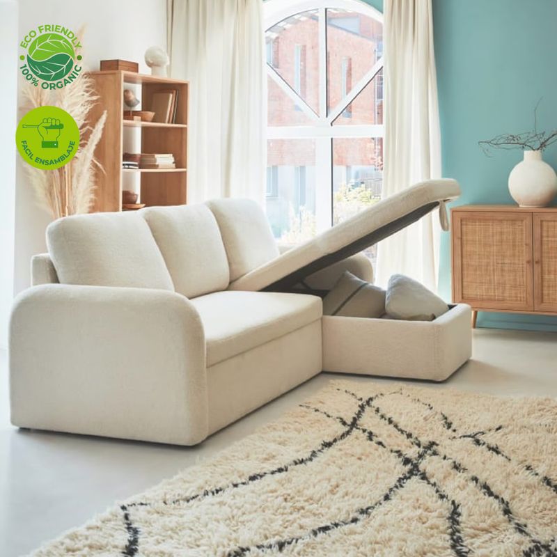 GENERICO - Sofá cama plegable blanco beds advance en tela ovejera