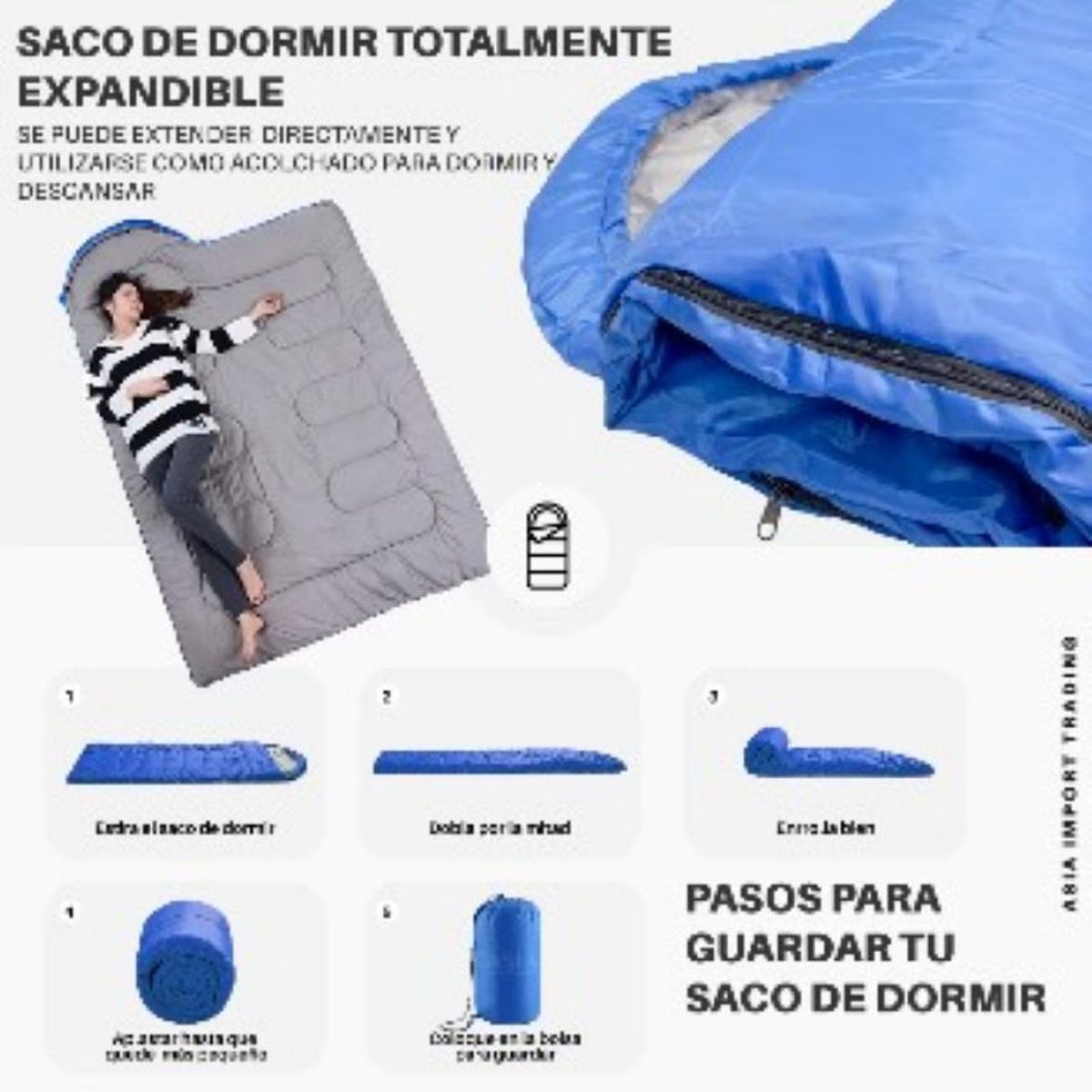 ASIA IMPORT - Sleeping Bag Extendible Azul