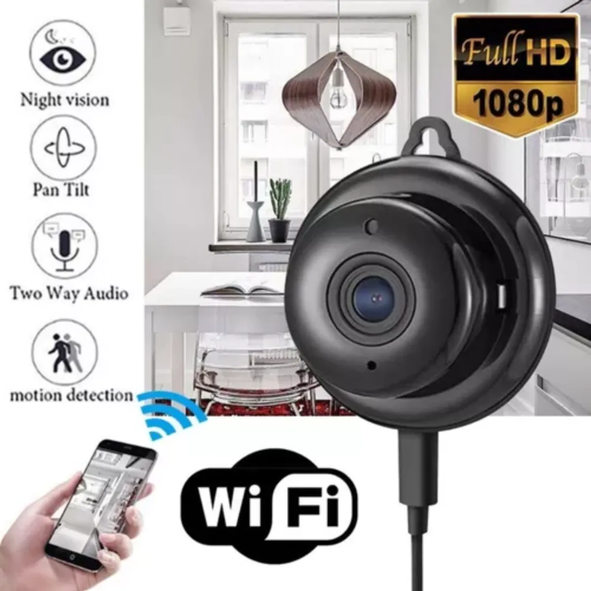 TECNOHOGAR JS - Mini Cámara De Seguridad Ip Monitoreo 247 Nocturna Wireless