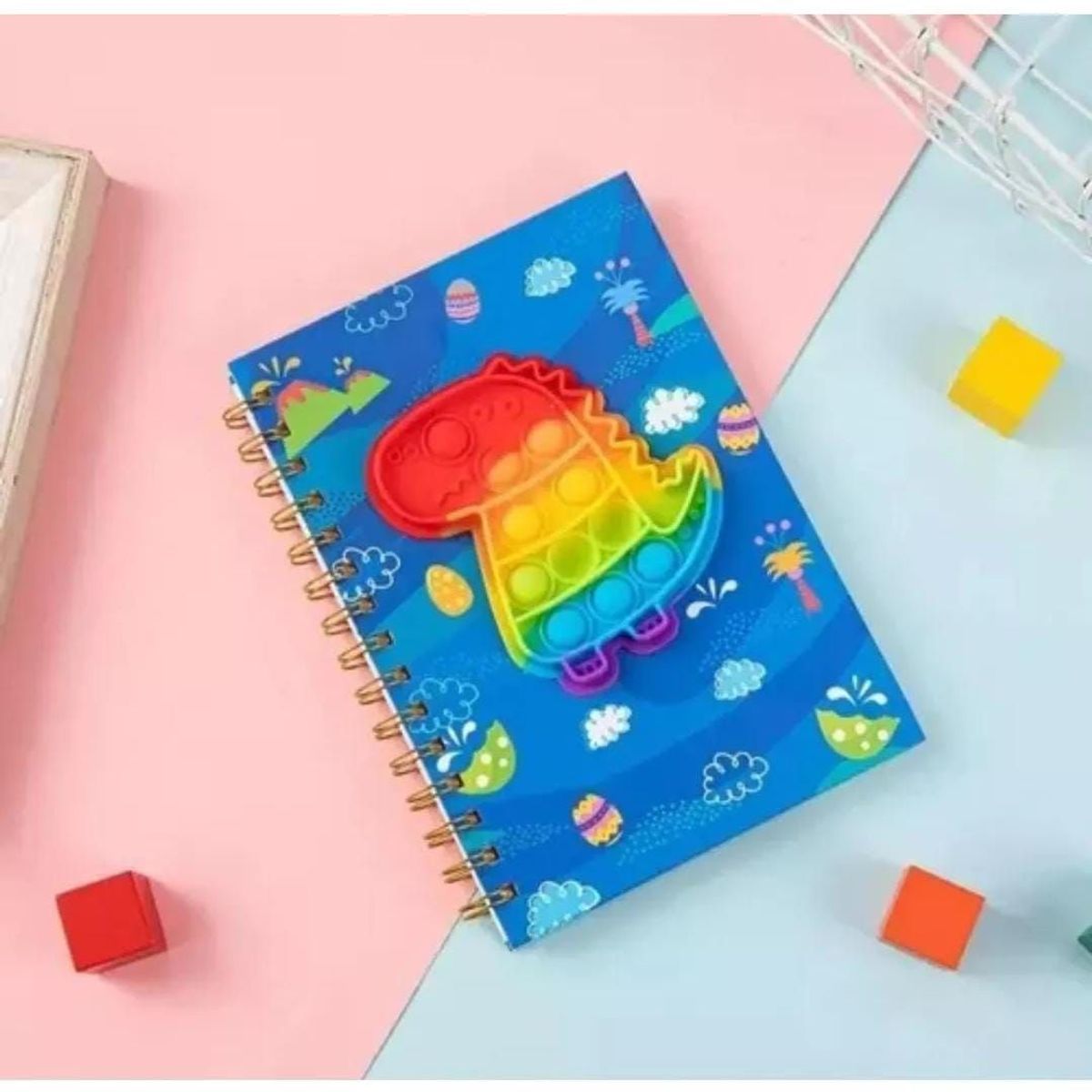 INFANTILES CAJUROMIX - Libreta Agenda dinosaurio Pop It + Mini Libreta De Obsequio