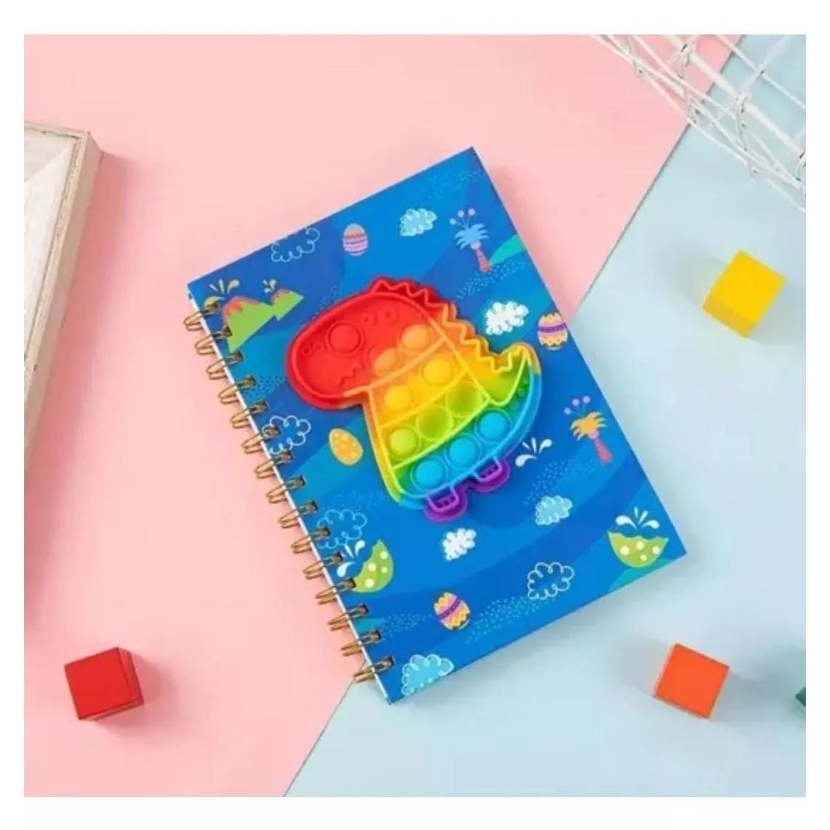 INFANTILES CAJUROMIX - Libreta Agenda dinosaurio Pop It + Mini Libreta De Obsequio