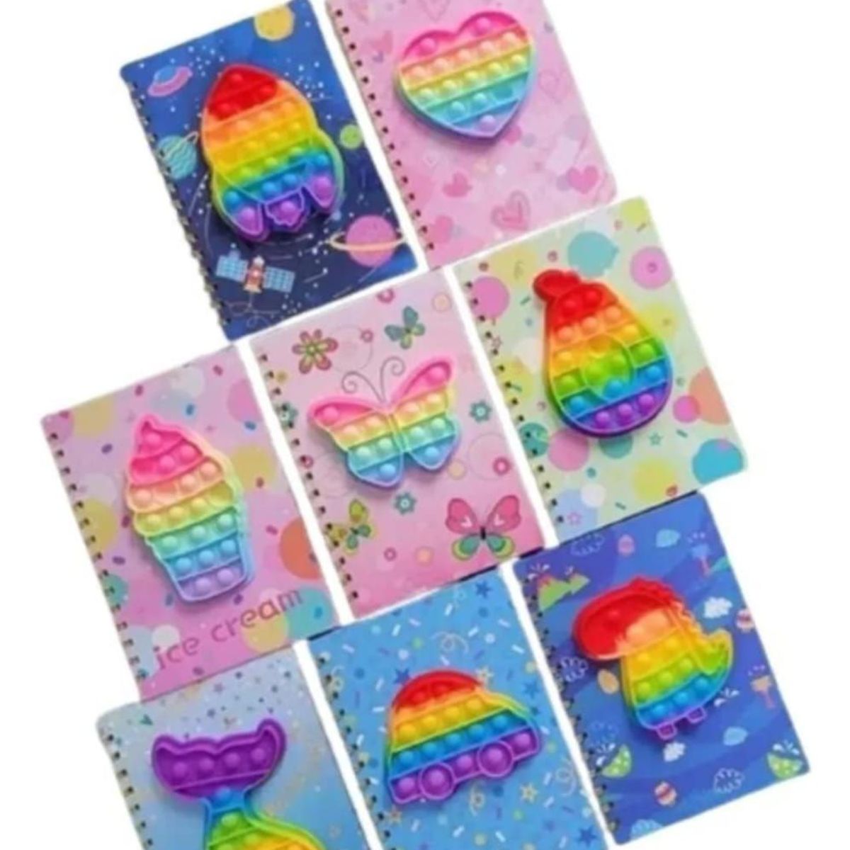 INFANTILES CAJUROMIX - Libreta Agenda dinosaurio Pop It + Mini Libreta De Obsequio