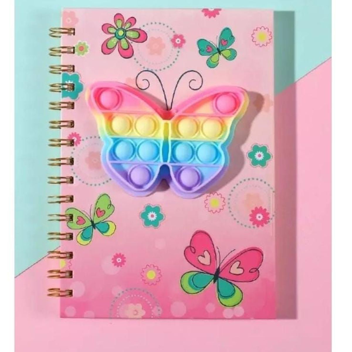 INFANTILES CAJUROMIX - Libreta Agenda mariposa Pop It + Mini Libreta De Obsequio