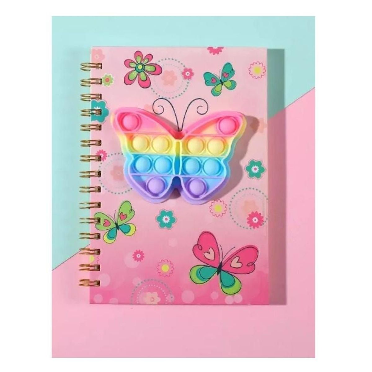 INFANTILES CAJUROMIX - Libreta Agenda mariposa Pop It + Mini Libreta De Obsequio