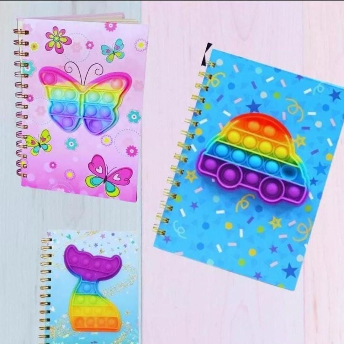 INFANTILES CAJUROMIX - Libreta Agenda mariposa Pop It + Mini Libreta De Obsequio