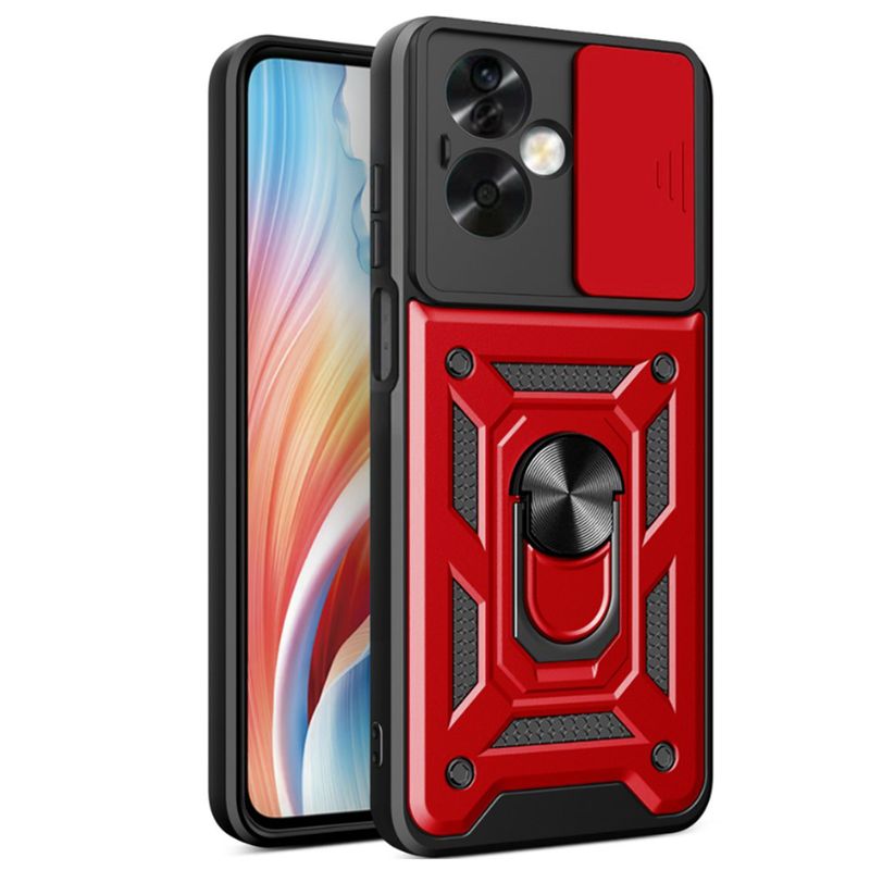 GENERICO - Funda Case Protector Cámara Slider Compatible Oppo A79 5G Rojo