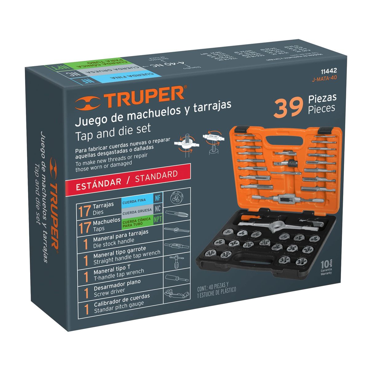 TRUPER - Juego De Machuelos Y Tarrajas 40 pz Truper 11442