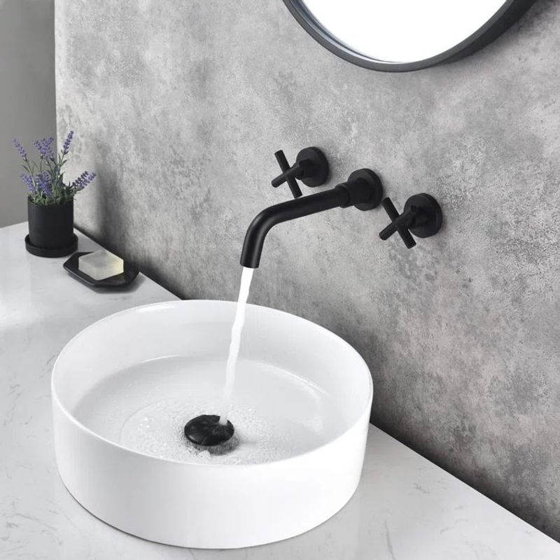 GENERICO - Kit Griferia Color Negro Pared -lavamanos Eccezionale-desagüe