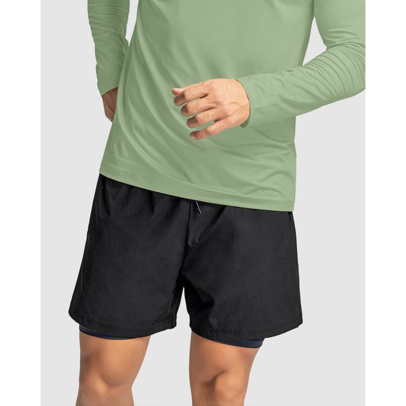 LEO - Leo Pantaloneta deportiva con bolsillo lateral con bóxer interno.