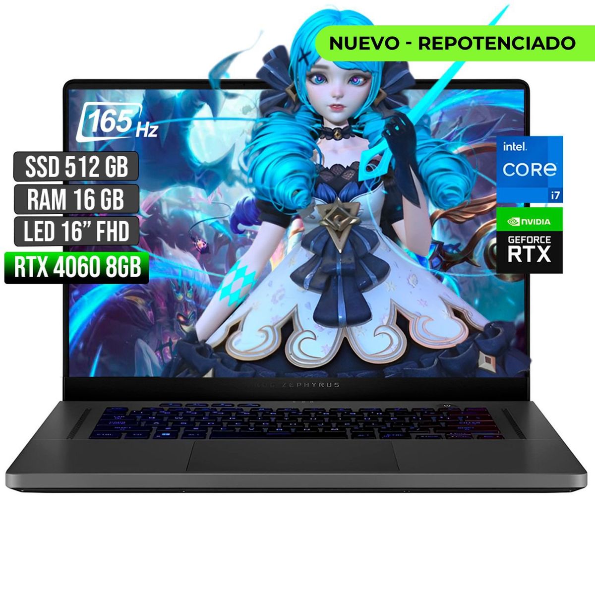ASUS - ASUS ROG ZEPHYRUS INTEL CORE I7-13620H RTX 4060 8GB SSD 512GB RAM 16GB LED 16" FHD 165Hz