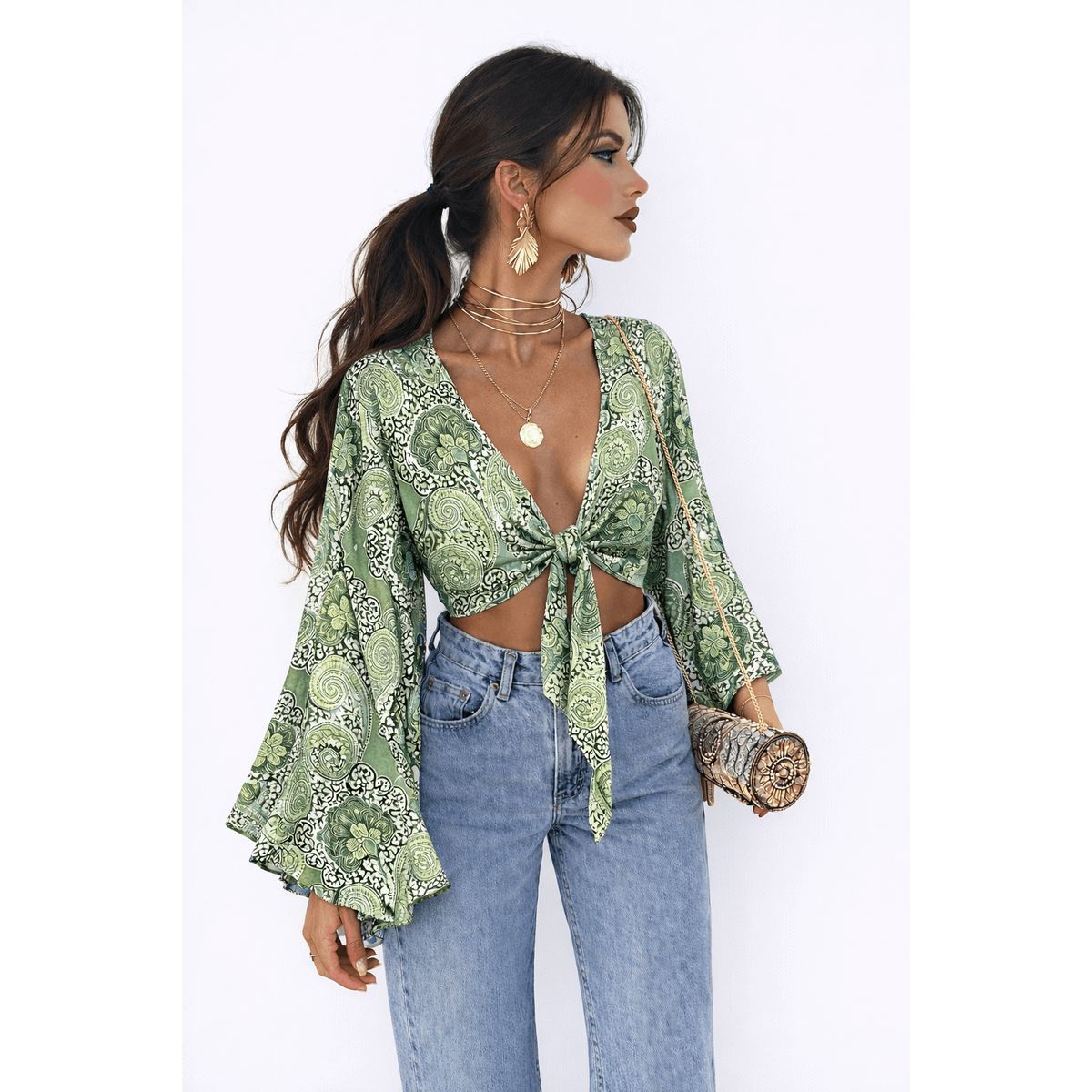 FRIOLENTA - Blusa Arabescos Con Nudo Para Amarrar