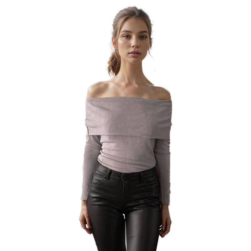FRIOLENTA - Blusa con hombros descubiertos Cuello Bandeja