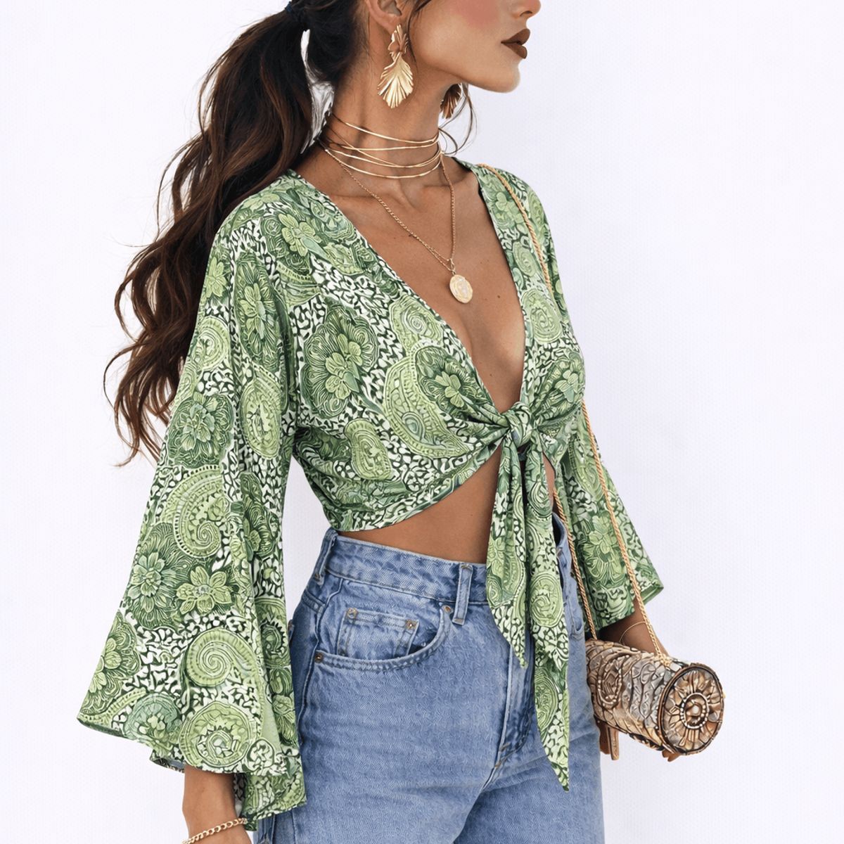 FRIOLENTA - Blusa Arabescos Con Nudo Para Amarrar