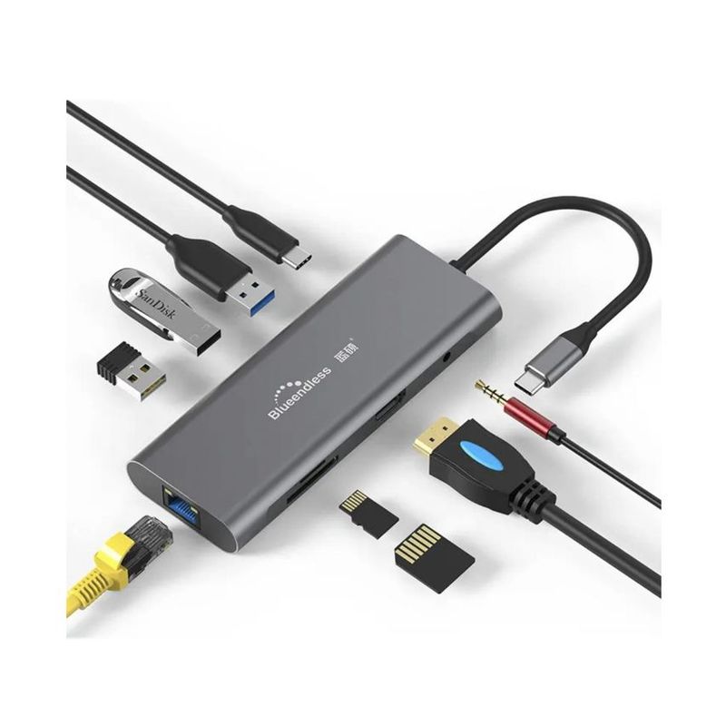 GENERAL - Hub Usb C Adaptador Multipuerto Hdmi Rj45 Pd 8 En 1