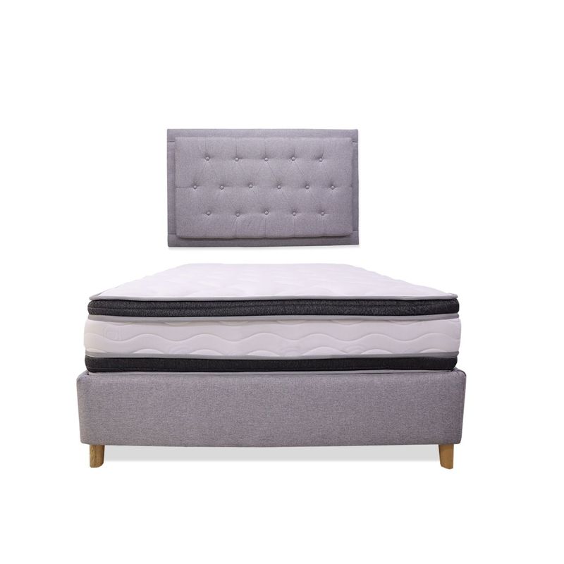 GENERICO - Combo Base Cama y Colchón Blaser 120 Semidoble mas espaldar Kaser