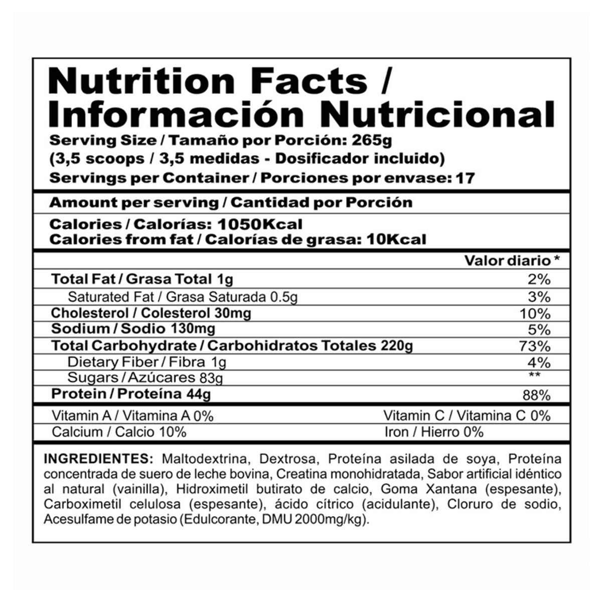 MEGAPLEX - Megaplex Creatine Power 10 lbs Hipercalorica