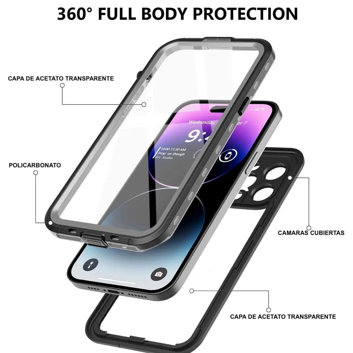 GENERICO - Estuche Sumergible Tipo Lifeproof Para iPhone 14 PRO MAX- Transparente