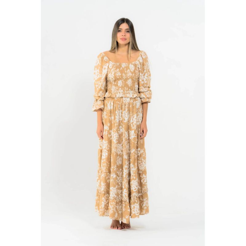 FREYDA - Conjunto De Mujer Estampado Falda Y Blusa Larga 