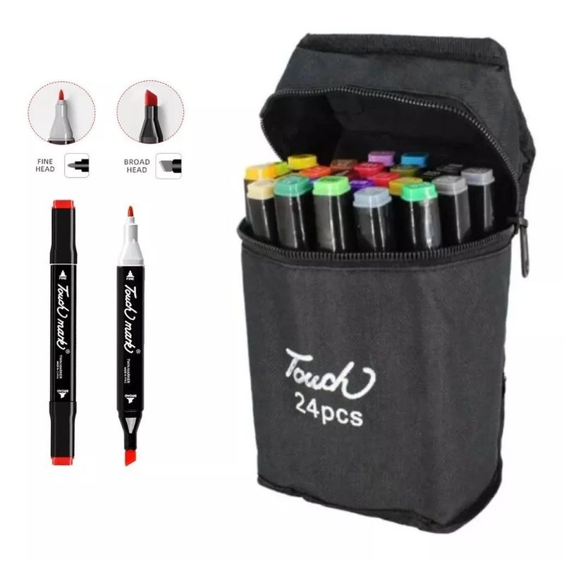 TOUCH - Marcadores X24 pcs Colores Doble Punta Dibujos Base Alcohol