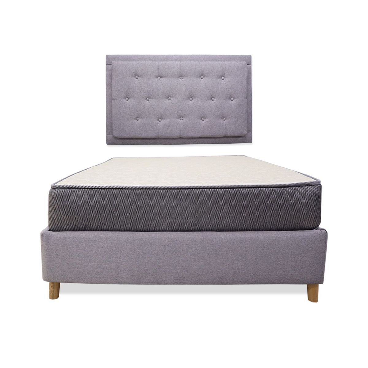 MUEBLES REM - Combo Base Cama + Colchón Tanner 100 Sencillo + espaldar Kaser