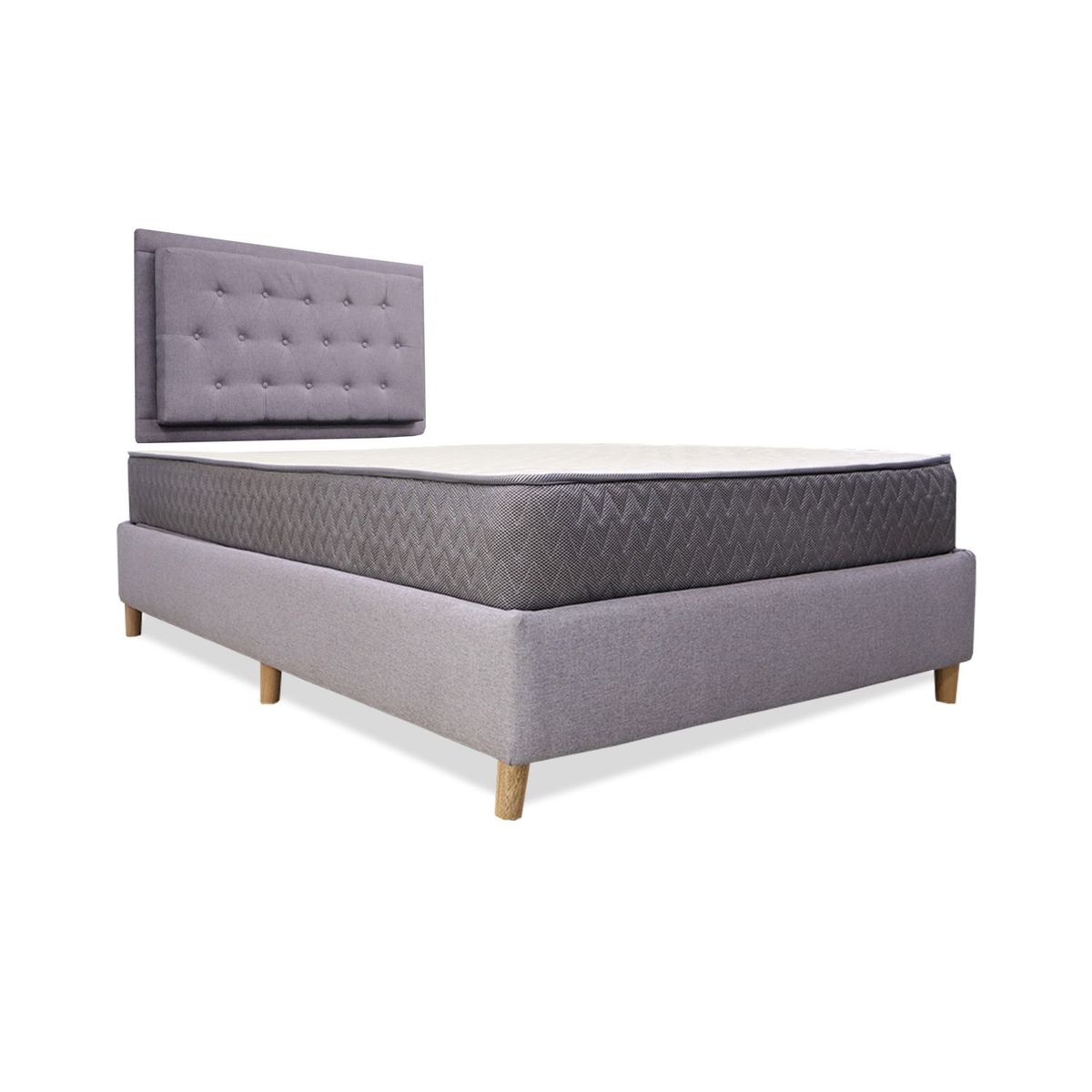 MUEBLES REM - Combo Base Cama + Colchón Tanner 100 Sencillo + espaldar Kaser