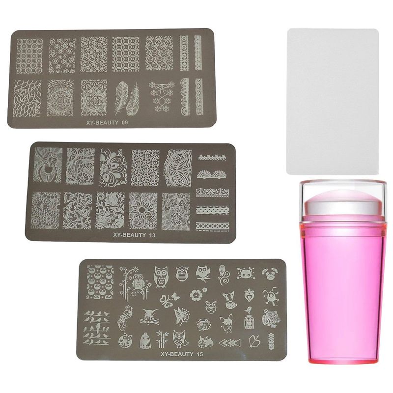 GENERICO - Sello Estampador Uñas + 3 Plantillas Decorador Kit