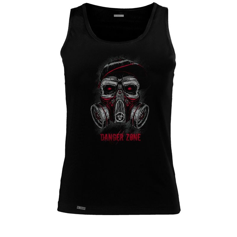 CREACIONES NU CROWN - Camiseta Esqueleto Camisilla Mascara de gas zona de peligro Nu Crown