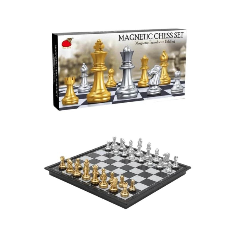 INFANTILES CAJUROMIX - Ajedrez Magnético Dorado Plateado De Lujo