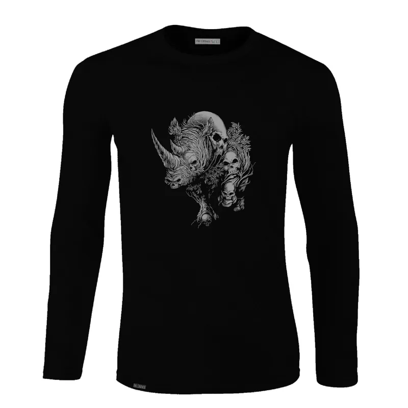 CREACIONES NU CROWN - Camiseta Manga Larga Rinoceronte Craneos hombre NU CROWN