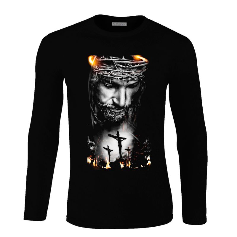 GENERICO - Camiseta Manga Larga Jesús de Nazaret Jesucristo hombre NU CROWN