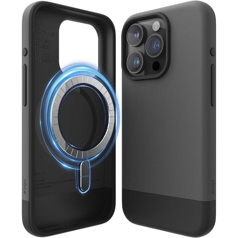 ELAGO - ELAGO Estuche Compatible iPhone 15 Pro Glide Magsafe Gris / Negro