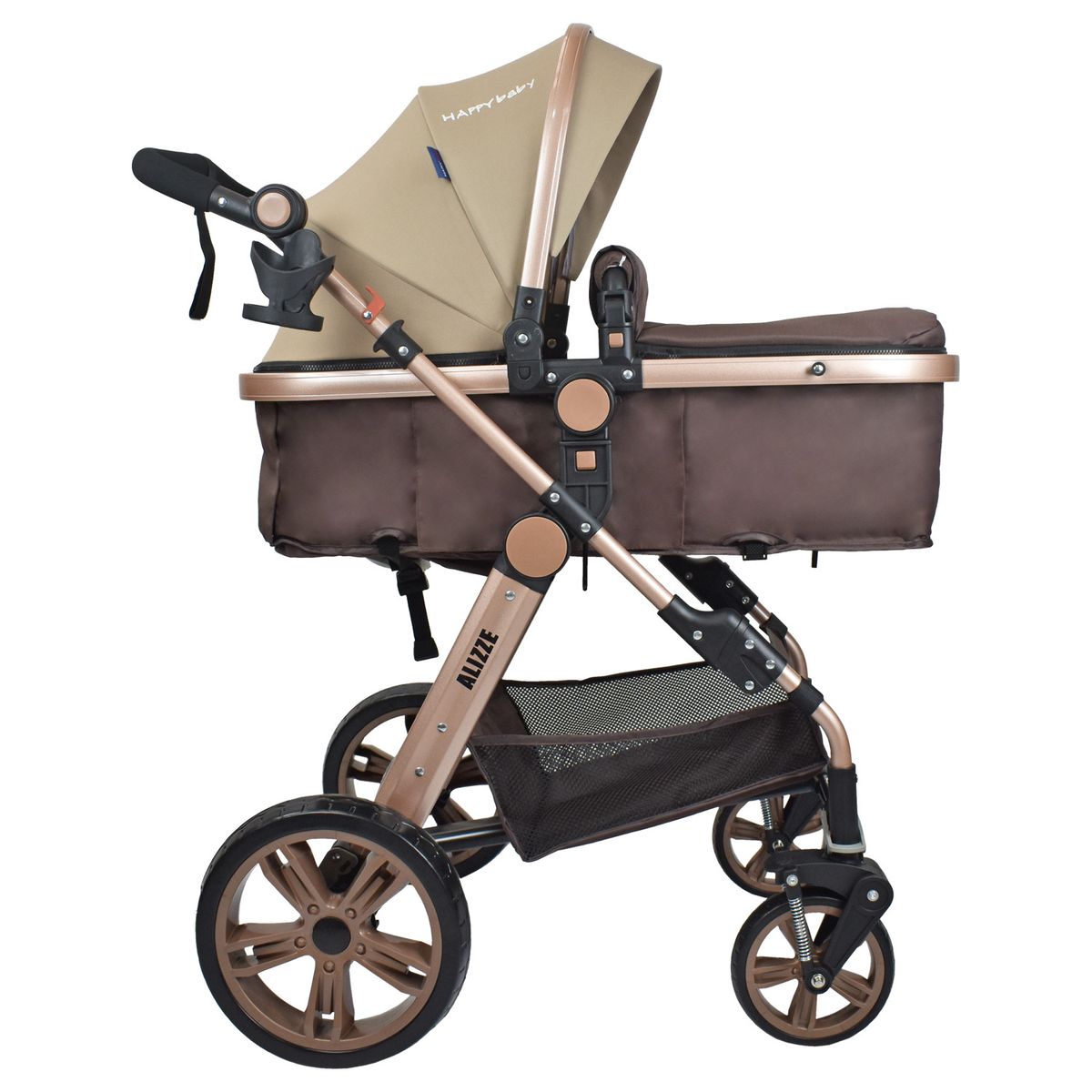 HAPPY BABY - Coche Bebe Moisés Alizze con Portabebe Happy Baby Beige
