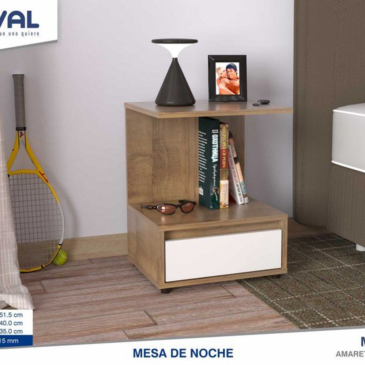 INVAL - MESA DE NOCHE MN7210 AMARETTOBLANCO_.