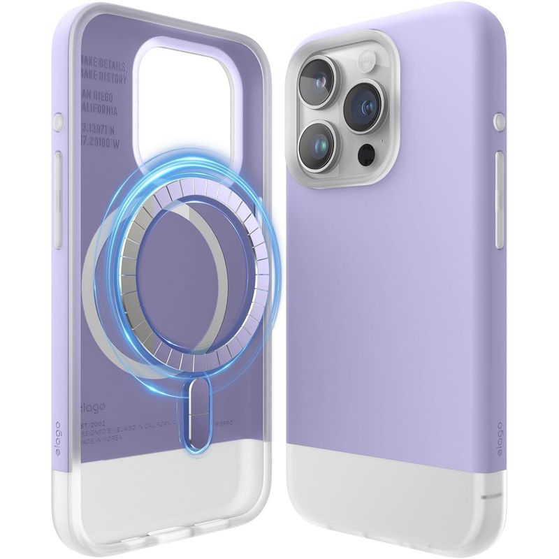 ELAGO - ELAGO Estuche Compatible iPhone 15 Pro Glide Magsafe Lavanda Clear