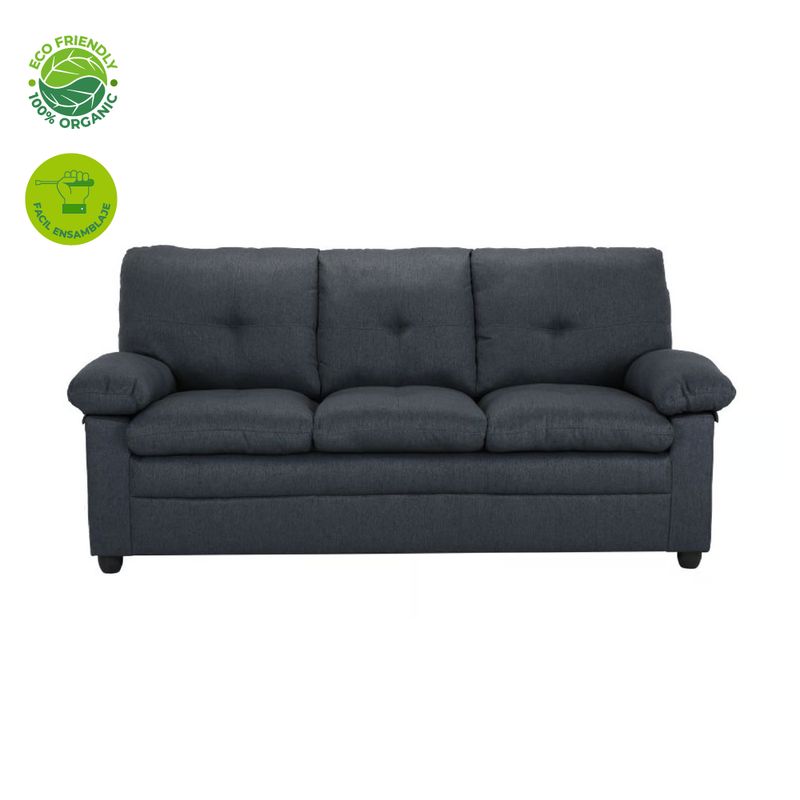 GENERICO - Sofá Moderno 3 puestos sencillo tela lino negro muebles cpo