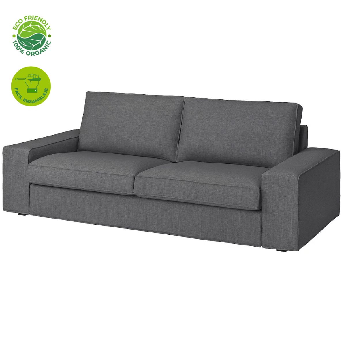 GENERICO - Sofá Moderno tela antifluido negro 3 puestos sencillo tela muebles cpo