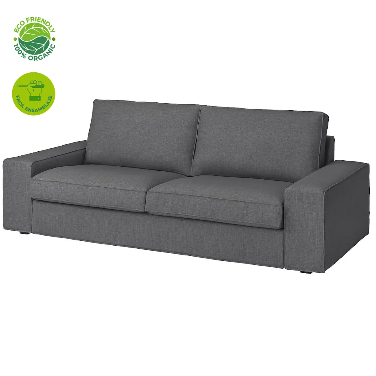 GENERICO - Sofá Moderno tela antifluido negro 3 puestos sencillo tela muebles cpo