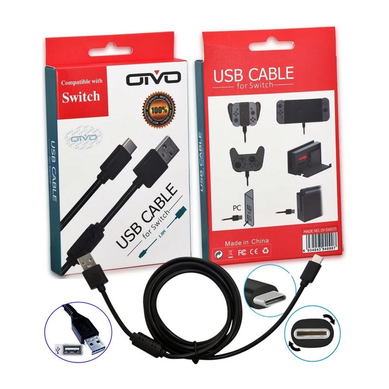GENERICO - Cable Usb Tipo C De Carga Para Control Nintendo Switch