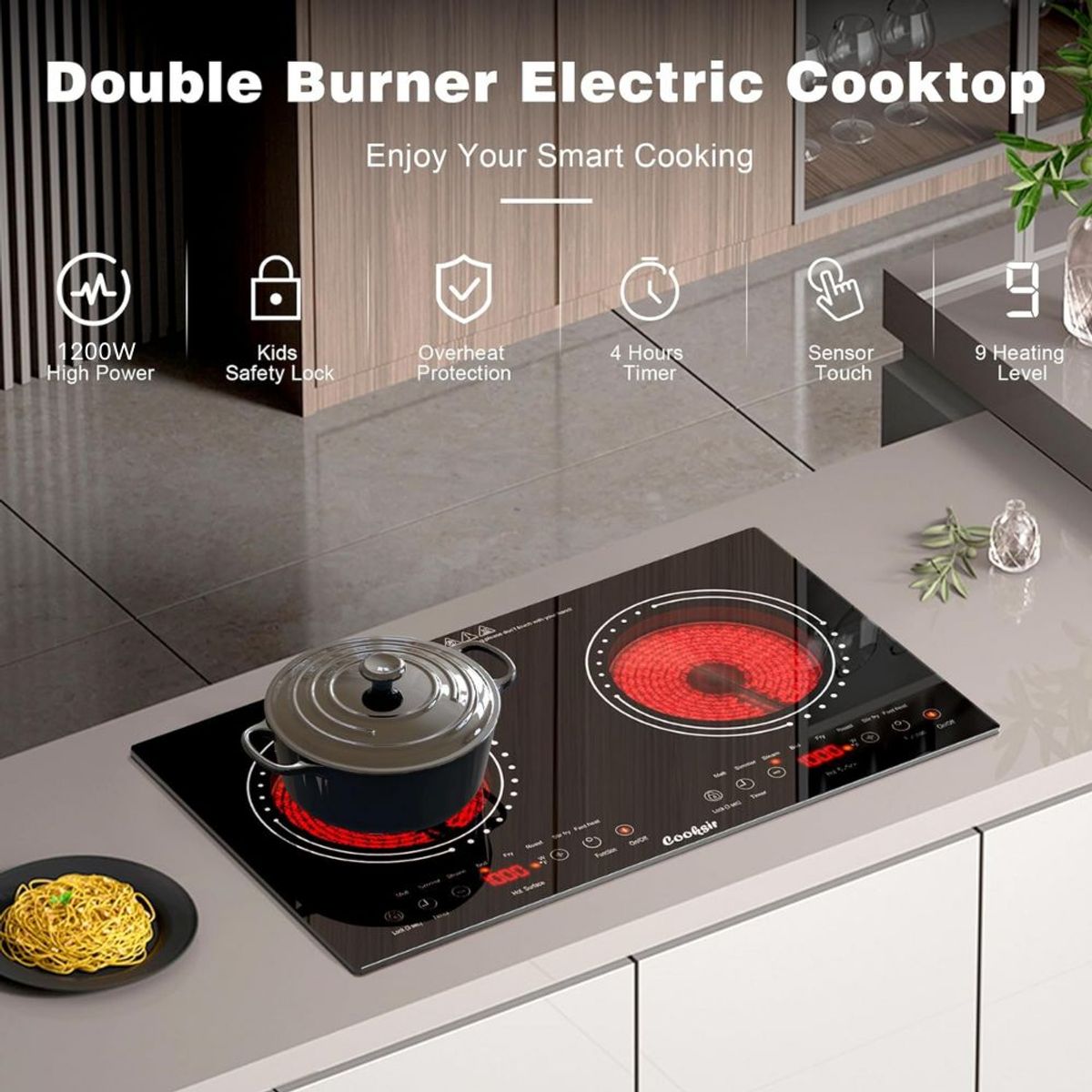 SWISSHOME DR HOFFMAN - Estufa De Inducción 2 Puestos Digital 1200w Cada Hornilla