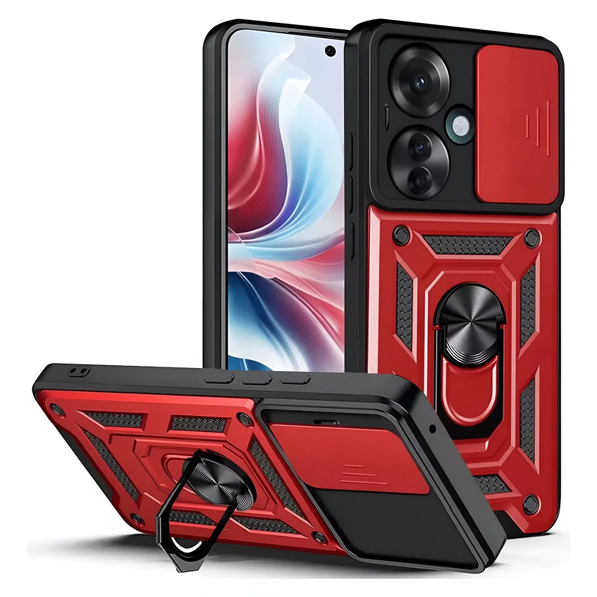 GENERICO - Funda Case Protector Cámara Slider Compatible Oppo Reno 11F Rojo