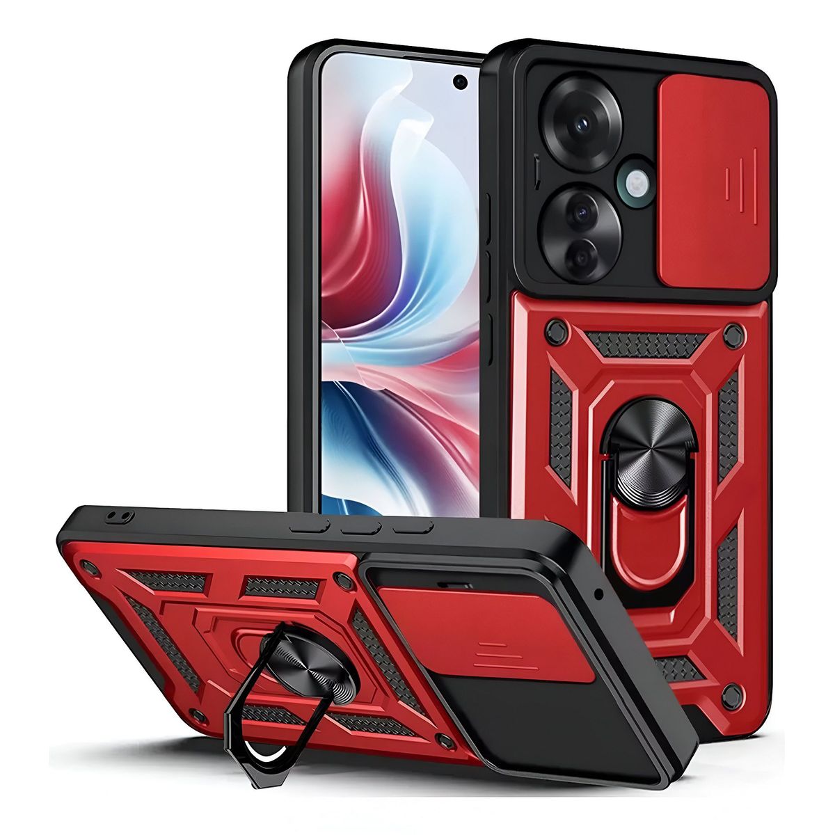 GENERICO - Funda Case Protector Cámara Slider Compatible Oppo Reno 11F Rojo