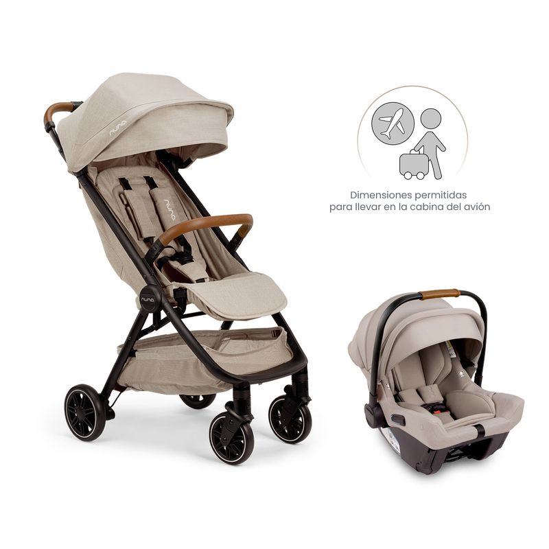 NUNA - Coche Bebe Nuna Ultracompacto + Portabebe Caviar Hazelwood