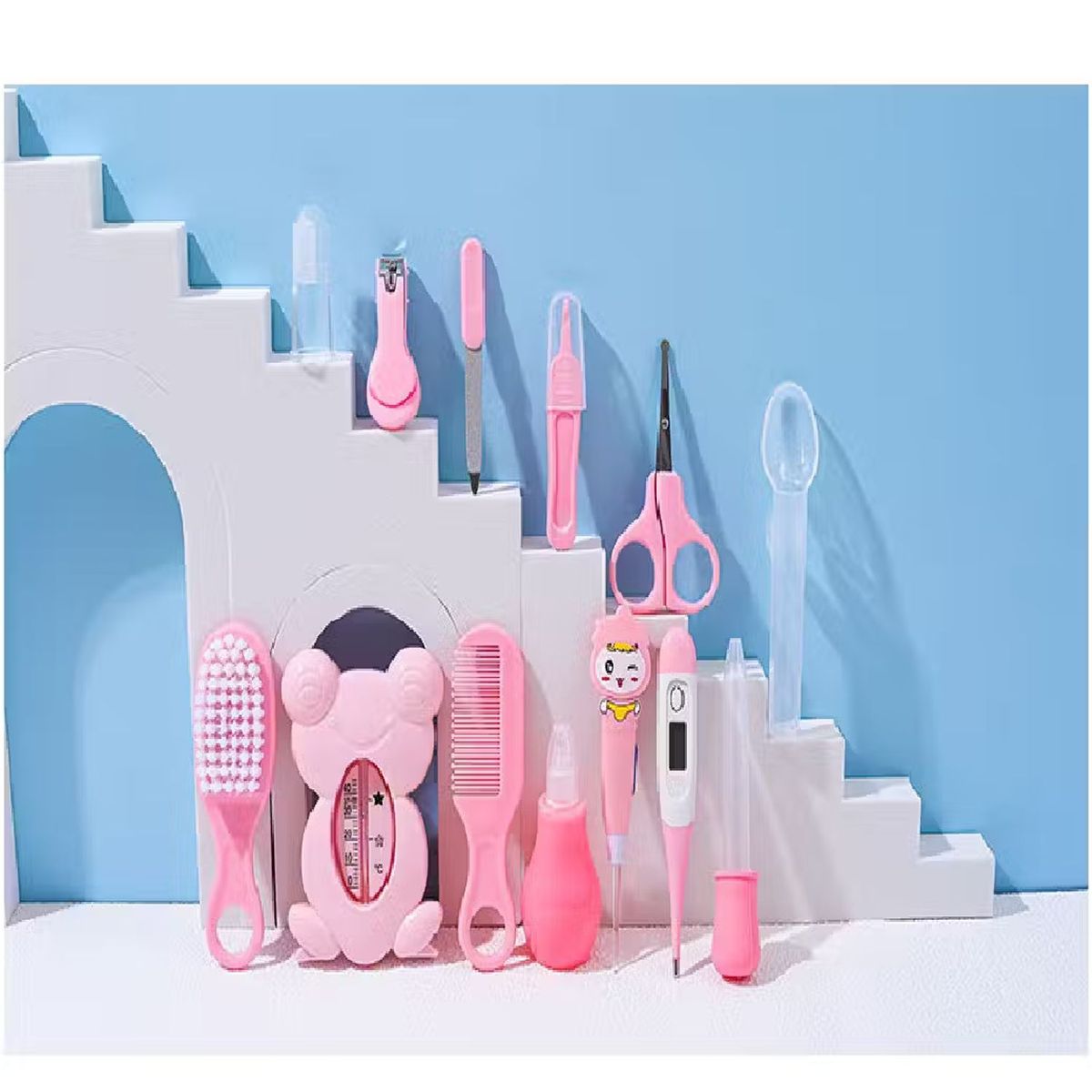 ONE PIXEL - Kit De Aseo Cuidado Personal Para Bebes Bolso Rosa X13PCS