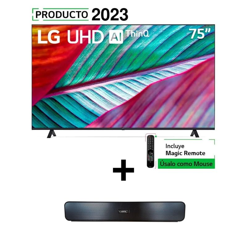 LG - Combo Televisor LG 75 Smart Tv 4k UHD Ai ThinQ Incluye Control Magic + Barra de Sonido MERTEC