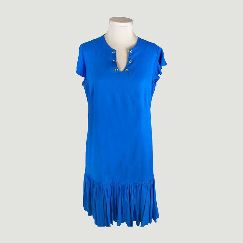 L Y H - Vestido Para Mujer Manga Corta Azul Marca L&H