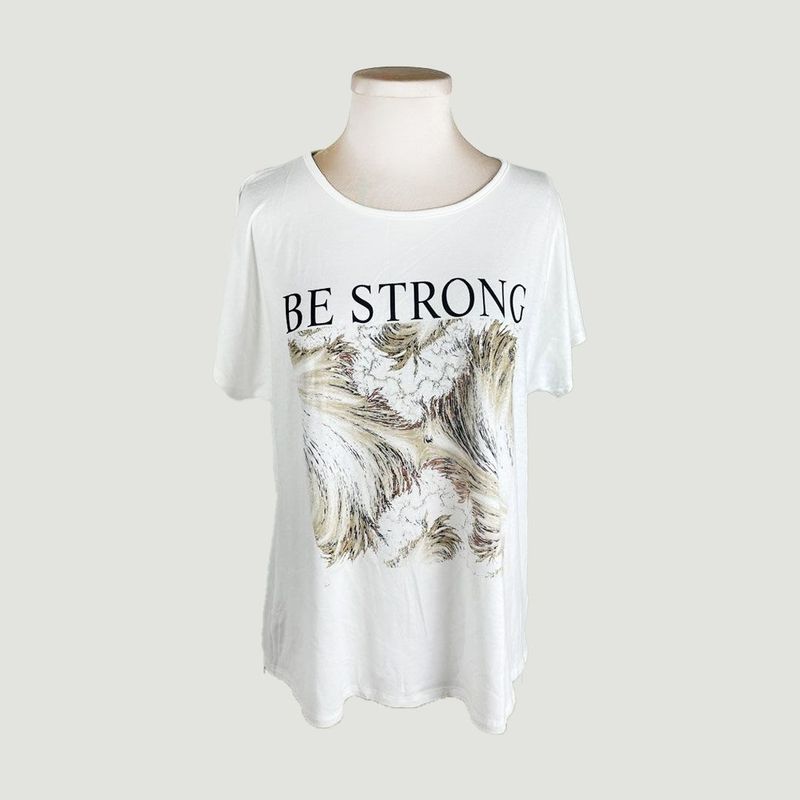 L Y H - Camiseta Para Mujer Manga Corta Beige Marca L&H